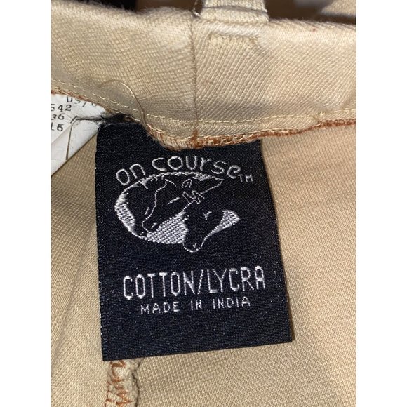 On Course Cotton Lycra Cream Equine Horse-Riding Pants Breeches Elastic Stirrup - Picture 10 of 12